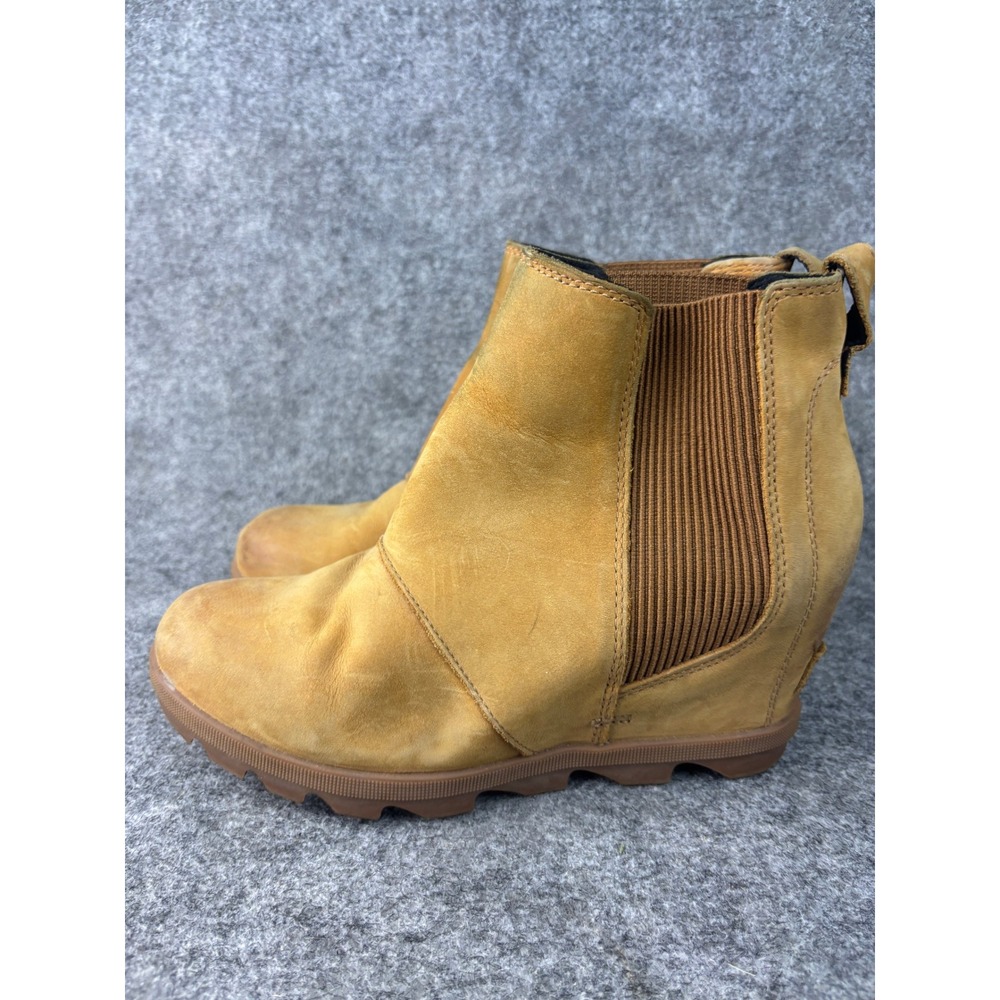 Sorel Joan of Arctic Wedge II Chelsea Boot Womens 8.5 Tan Leather‎ NL3022-224
